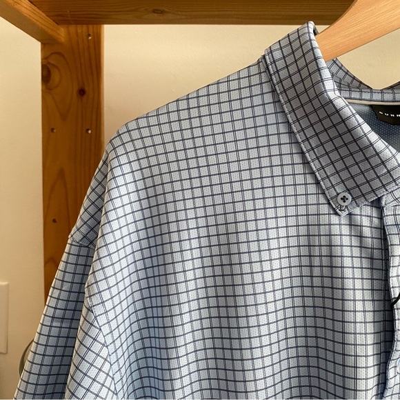 Dunning Golf Blue Windsurfer Windowpane Plaid Chadwick Ventilated Polo Shirt XL - Picture 6 of 14